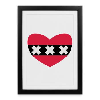 J'aime Amsterdam - Affiche encadrée (27 × 37 cm) - noir - Devant