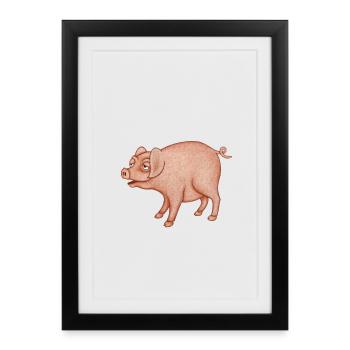 Humorous Pig Character - Framed poster (27 × 37 cm) - black - Front