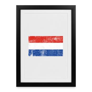 Drapeau Pays-Bas Drapeau Grunge Retro Vintage - Affiche encadrée (27 × 37 cm) - noir - Devant
