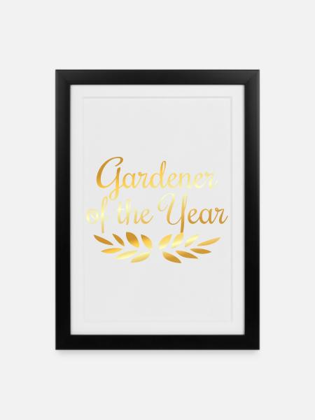 Jardinier de l'année jardinier jardinier - Affiche encadrée (27 × 37 cm) - noir