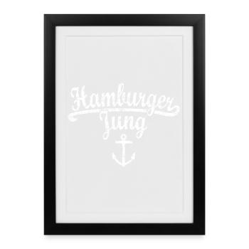 Hamburger Jung Klassik (Vintage Weiss) Hamburg - Gerahmtes Poster (27 × 37 cm) - Schwarz - Vorne