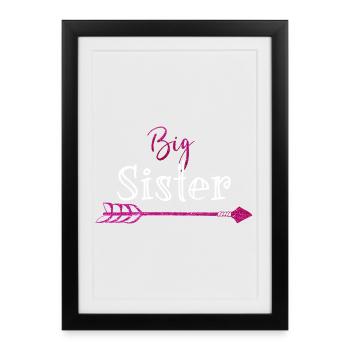 Grande Sœur Palette Rose Glitter - Affiche encadrée (27 × 37 cm) - noir - Devant