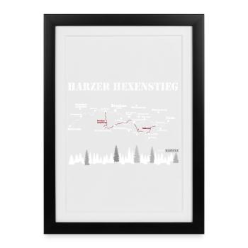 Harz Style - Harzer Hexenstieg - wandern Brocken - Gerahmtes Poster (27 × 37 cm) - Schwarz - Vorne
