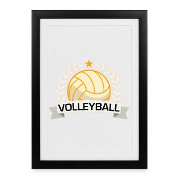 Volleyball Victory Badge - Framed poster (27 × 37 cm) - black - Front