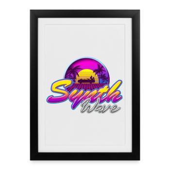 Synth-Wave Music Neon-Vibe Electrowave sunset - Framed poster (27 × 37 cm) - black - Front
