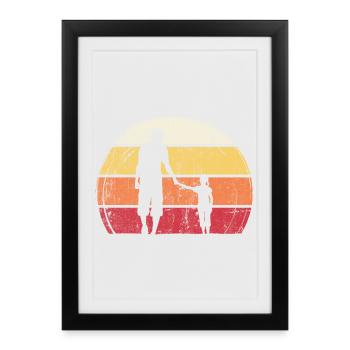 Sunset Silhouette: Father and Child - Framed poster (27 × 37 cm) - black - Front