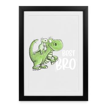Frères et sœurs Dinosaures I Meilleur frère - Affiche encadrée (27 × 37 cm) - noir - Devant