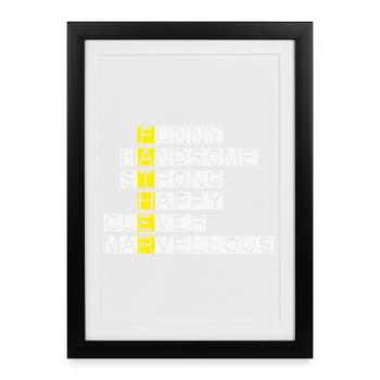 Bright Adjectives: Strong and Happy - Framed poster (27 × 37 cm) - black - Front