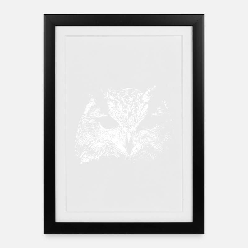 Gruselige Eule - Gerahmtes Poster (27 × 37 cm) - Schwarz