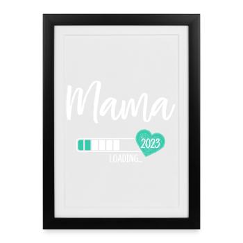 Maman Chargement 2023 Coeur Bébé Jeune Maman en devenir - Affiche encadrée (27 × 37 cm) - noir - Devant