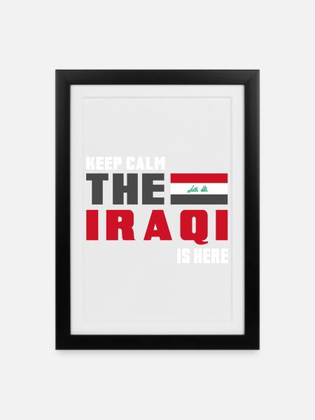 Keep Calm Irak Flaggen Design - Gerahmtes Poster (27 × 37 cm) - Schwarz