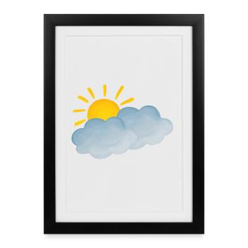 Météo nuageuse gaie - Affiche encadrée (27 × 37 cm) - noir - Devant