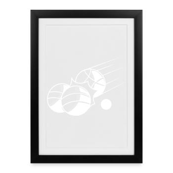Boules de boule pour Bouler Boules Boulekugel - Affiche encadrée (27 × 37 cm) - noir - Devant