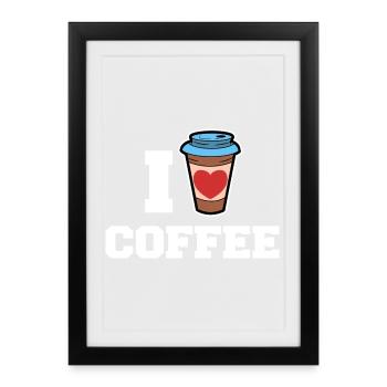 J’adore boire du café déclaration des amateurs de café - Affiche encadrée (27 × 37 cm) - noir - Devant