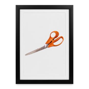 Ciseaux orange - Affiche encadrée (27 × 37 cm) - noir - Devant
