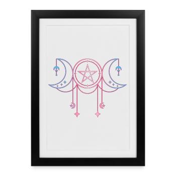 Triple Lune Déesse Transgenre - Affiche encadrée (27 × 37 cm) - noir - Devant