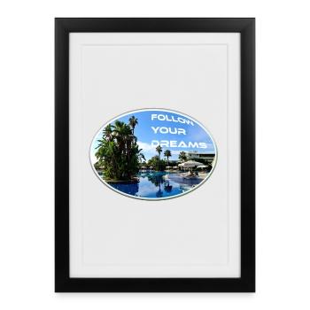 Dreams Holiday Follow Sun Beach Palm Trees - Framed poster (27 × 37 cm) - black - Front
