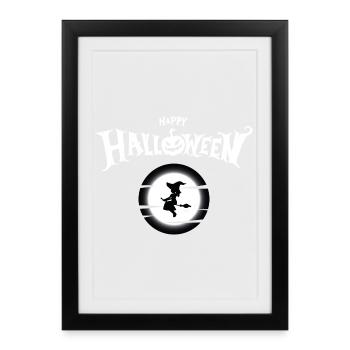 Sorcière lunaire Halloween - Affiche encadrée (27 × 37 cm) - noir - Devant