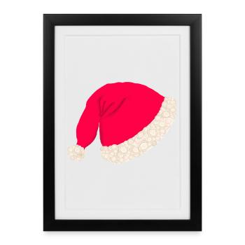 Chapeau de Noël sans texte - Affiche encadrée (27 × 37 cm) - noir - Devant