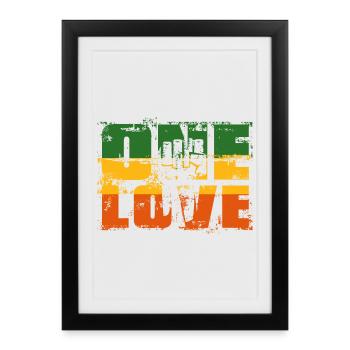Bannière rastafari One Love - Affiche encadrée (27 × 37 cm) - noir - Devant