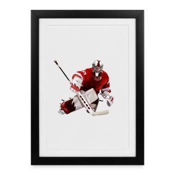 Eishockey Torwart - Gerahmtes Poster (27 × 37 cm) - Schwarz - Vorne