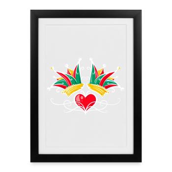 Fool's Cap Carnival Heart Tattoo - Framed poster (27 × 37 cm) - black - Front