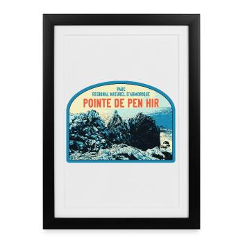 Parc régional d'Armorique, la Pointe de Pen Hir - Affiche encadrée (27 × 37 cm) - noir - Devant