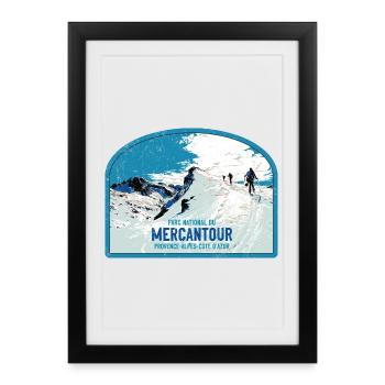 Original illustration Hiking Mercantour Park - Framed poster (27 × 37 cm) - black - Front
