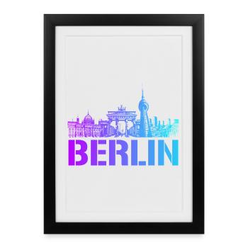 Ligne d’horizon de Berlin avec point de repère de Berlin - Affiche encadrée (27 × 37 cm) - noir - Devant
