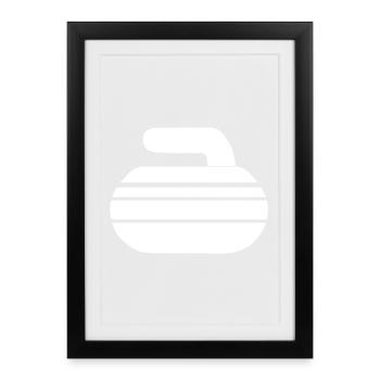 Pierre de curling - Affiche encadrée (27 × 37 cm) - noir - Devant