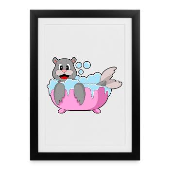 Seal Bathing Bathtub - Framed poster (27 × 37 cm) - black - Front