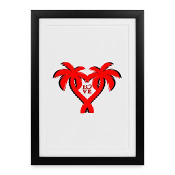 Motif d’amour de palmier coeur - Affiche encadrée (27 × 37 cm) - noir - Devant