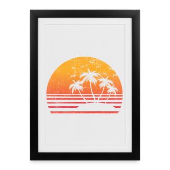 Retro Palm Sun - Framed poster (27 × 37 cm) - black - Front