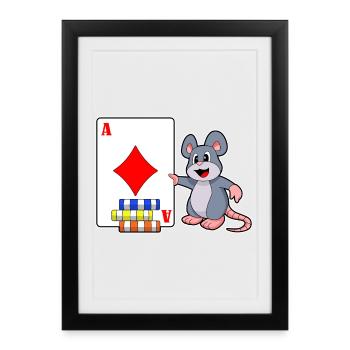 Mouse Poker Cartes de poker Jetons de poker - Affiche encadrée (27 × 37 cm) - noir - Devant