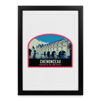 Château de Chenonceau, Vallée de la Loire, France - Affiche encadrée (27 × 37 cm) - noir - Devant