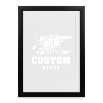 Custom Bikes Club Icône Illustration Moto Cyclomoteur - Affiche encadrée (27 × 37 cm) - noir - Devant