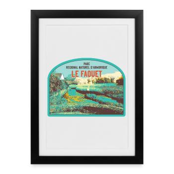 Écusson Paysage Faouet : Nature Bretonne - Affiche encadrée (27 × 37 cm) - noir - Devant
