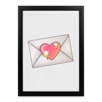 Heart in Envelope Romantic Illustration - Framed poster (27 × 37 cm) - black - Front