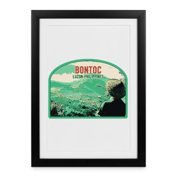 Bontoc et ses Rizières en Terrasses, Philippines - Affiche encadrée (27 × 37 cm) - noir - Devant