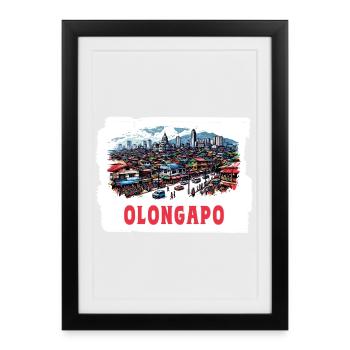Olongapo ville Philippines vacances skyline - Affiche encadrée (27 × 37 cm) - noir - Devant