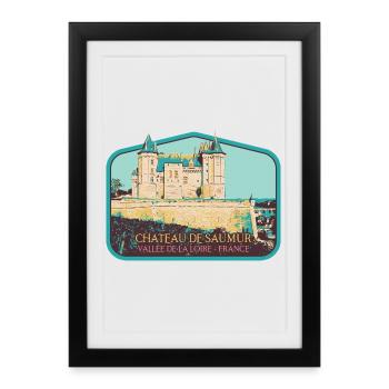 Château de Saumur, Vallée de la Loire - Affiche encadrée (27 × 37 cm) - noir - Devant