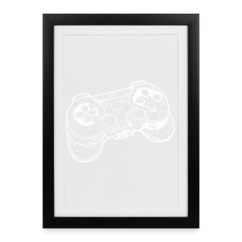Video Game Controller Drawing - Framed poster (27 × 37 cm) - black - Front