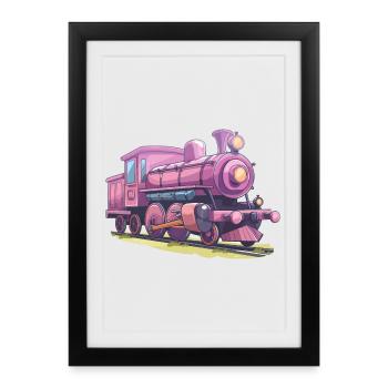Locomotive Comic Look - Framed poster (27 × 37 cm) - black - Front