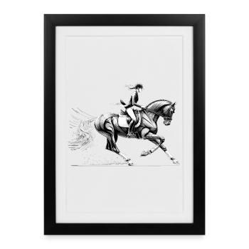 Dressage Équitation Cheval Dynamic Gift - Affiche encadrée (27 × 37 cm) - noir - Devant