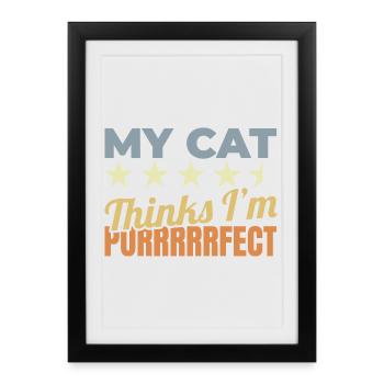 Mon chat pense que je suis parfait - Affiche encadrée (27 × 37 cm) - noir - Devant