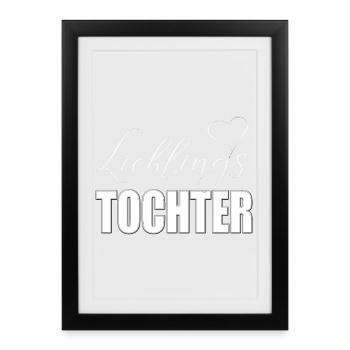 Fille préférée avec un cœur - Affiche encadrée (27 × 37 cm) - noir - Devant