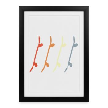 Skateboards Retro Look - Framed poster (27 × 37 cm) - black - Front