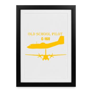 Pilote à l’ancienne C-160 - Affiche encadrée (27 × 37 cm) - noir - Devant