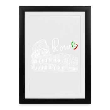 Hand Drawn Colosseum Rome White on Black - Framed poster (27 × 37 cm) - black - Front