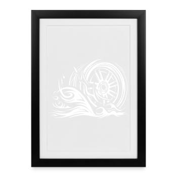 Racing Rim with Flames – Tribal Auto Design - Framed poster (27 × 37 cm) - black - Front